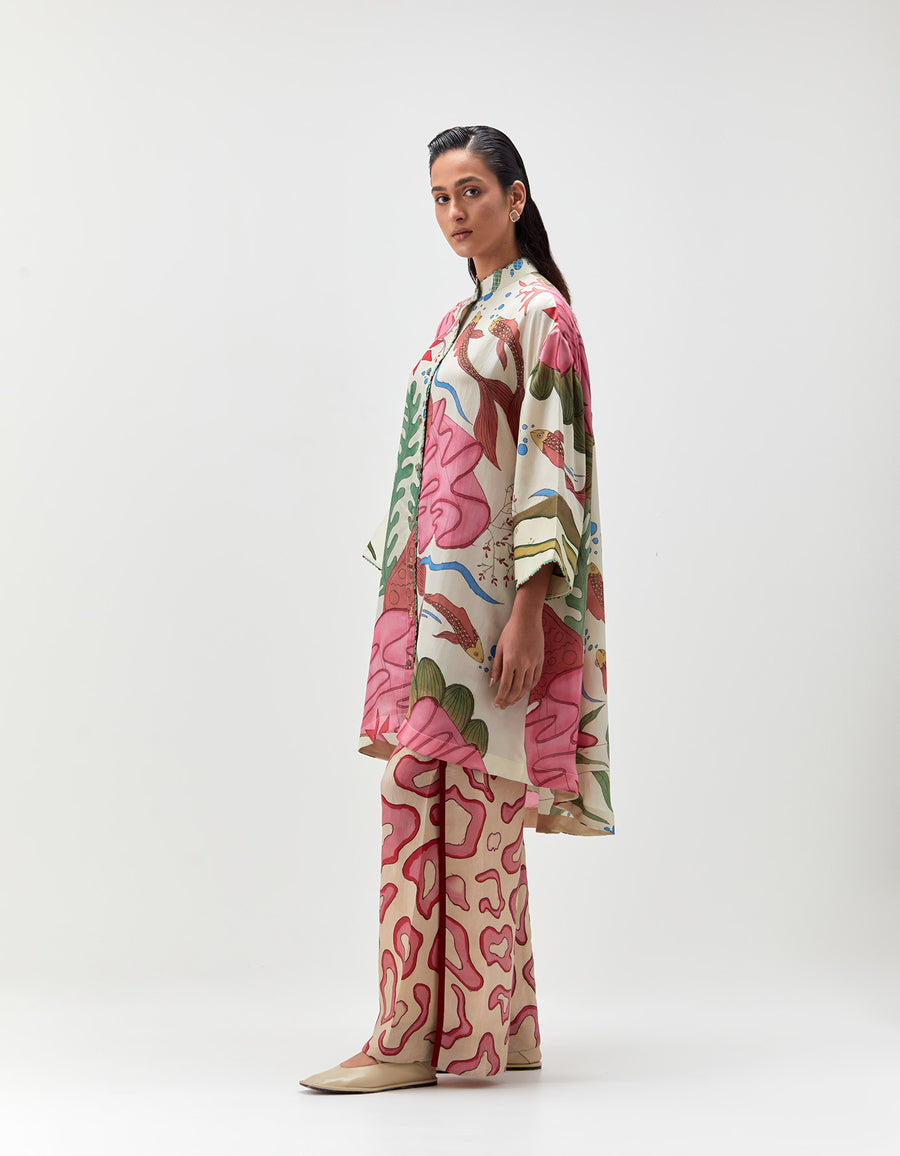 NADRU PRINTED OVERSIZED JACKET COORD SET
