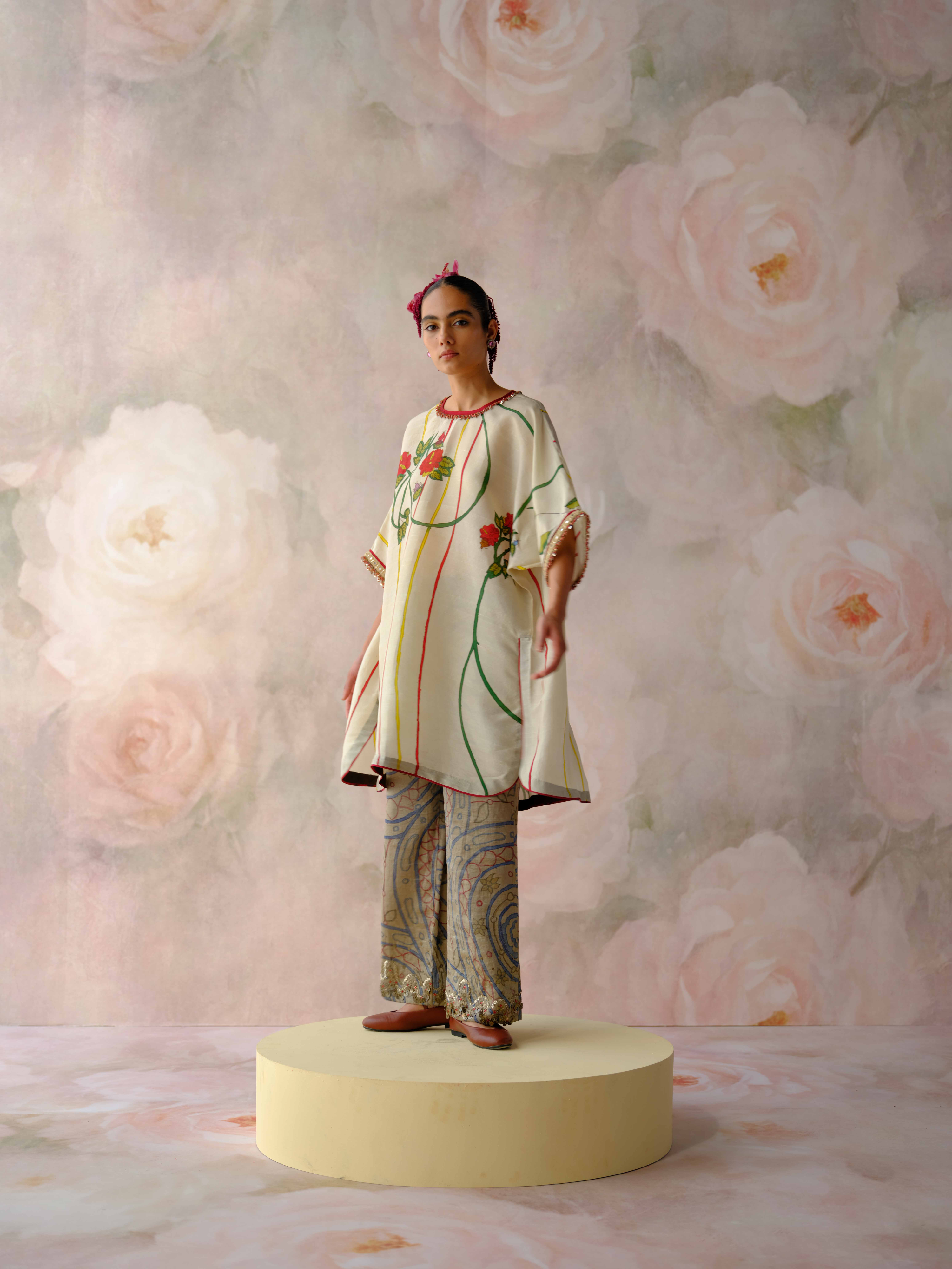Floral Stripe Kurta Set