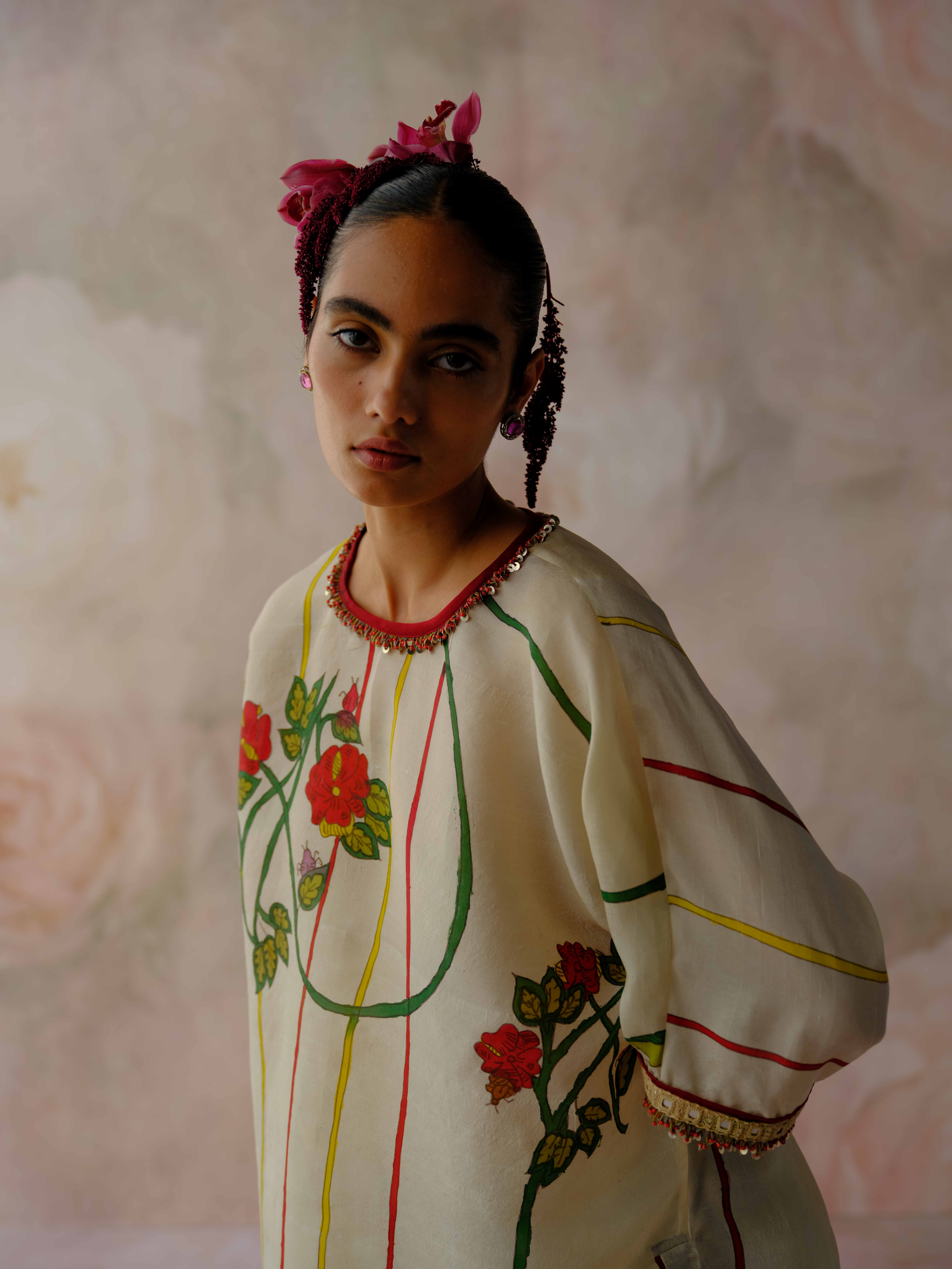 Floral Stripe Kurta Set