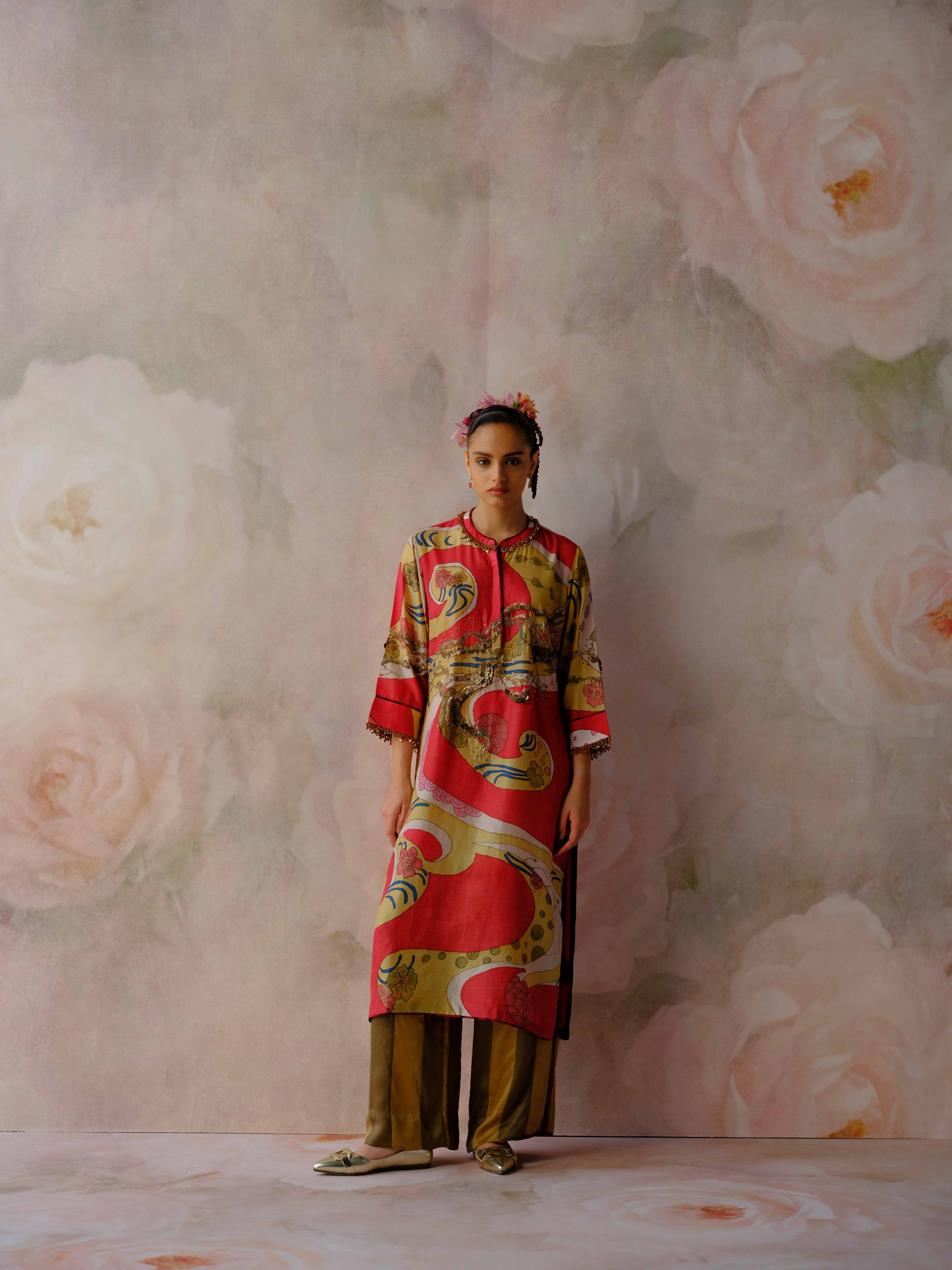 Scarlet Bloom Kurta Set