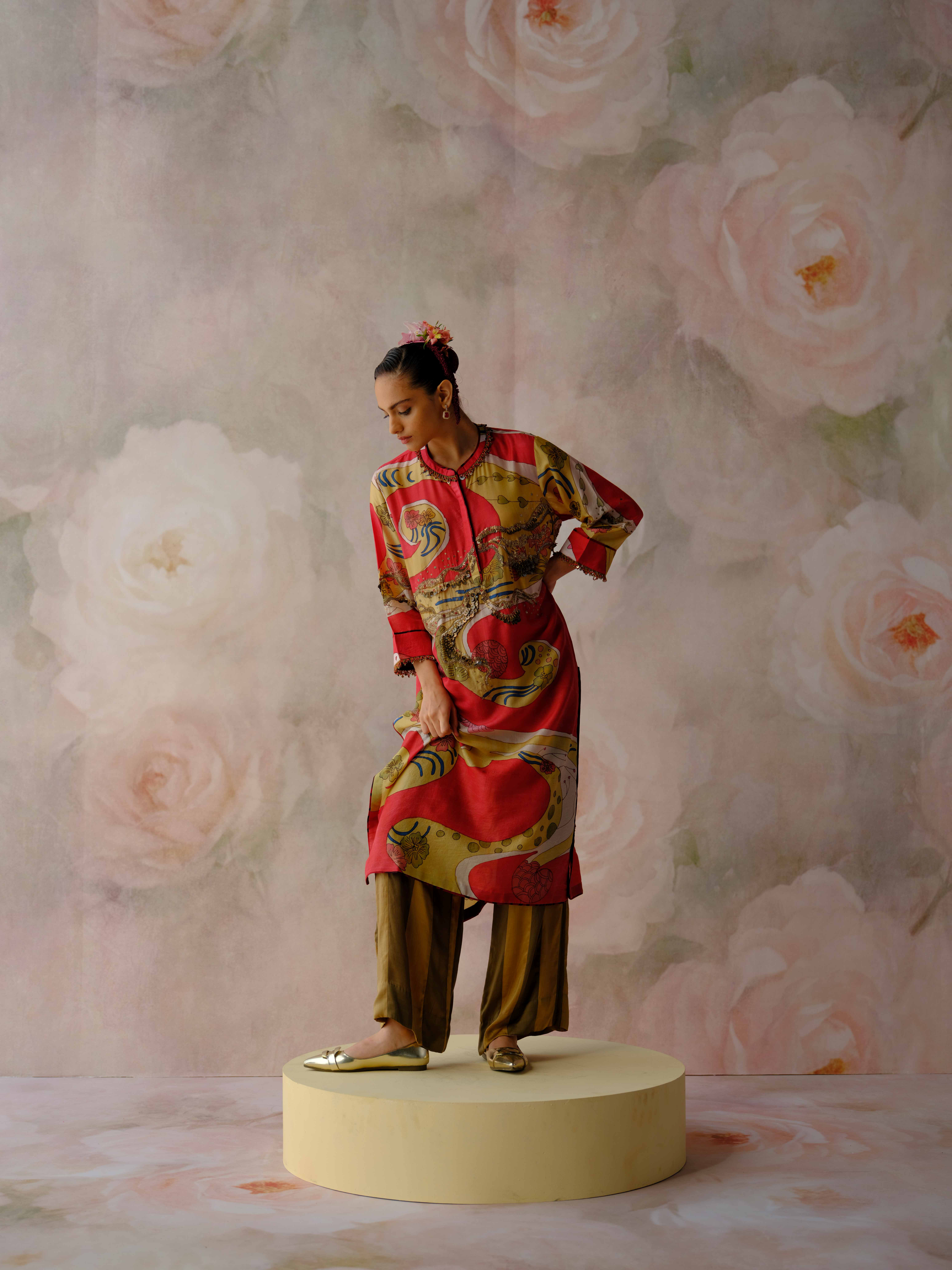 Scarlet Bloom Kurta Set