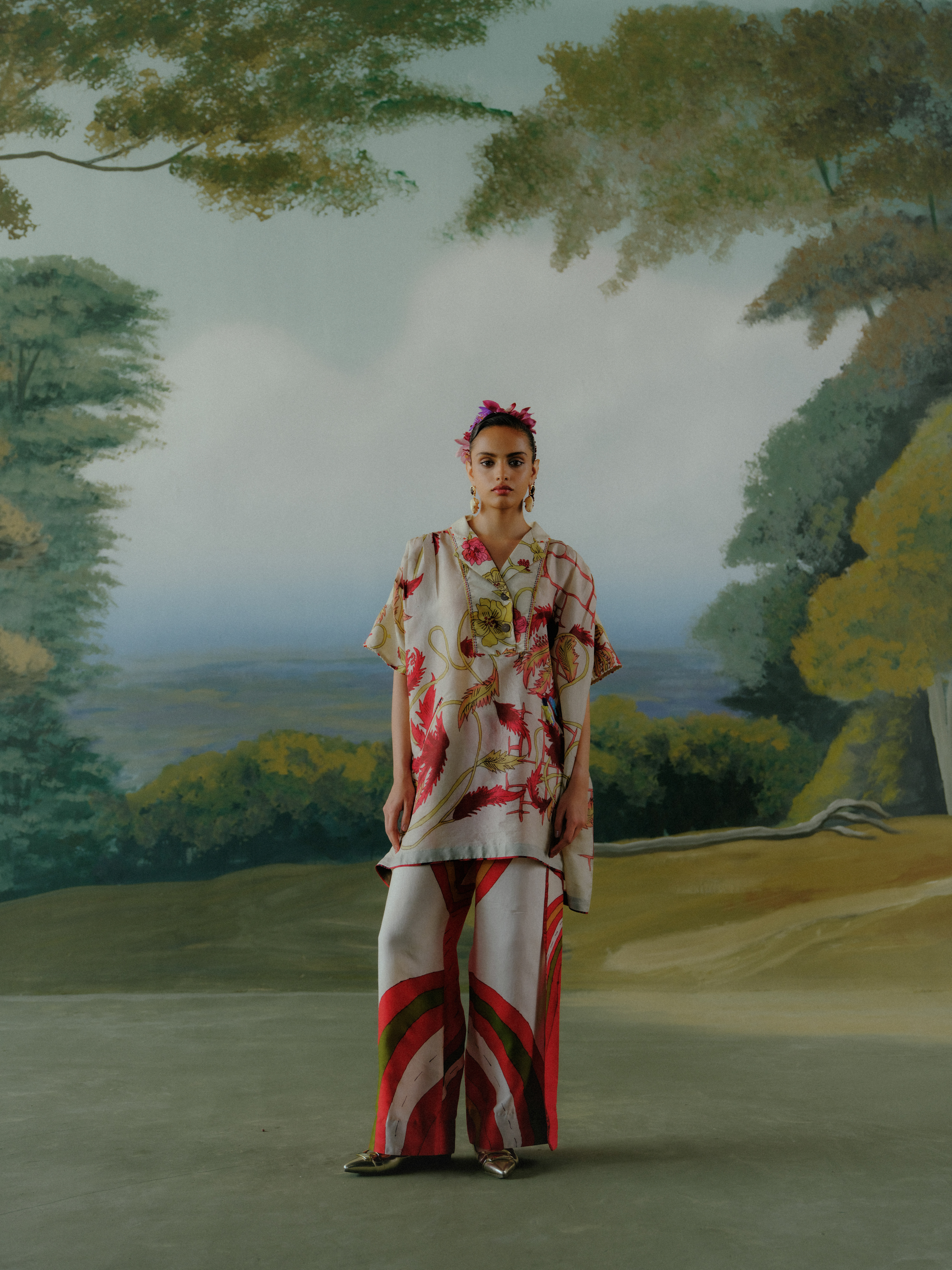 Ivory Vine Kaftan Set