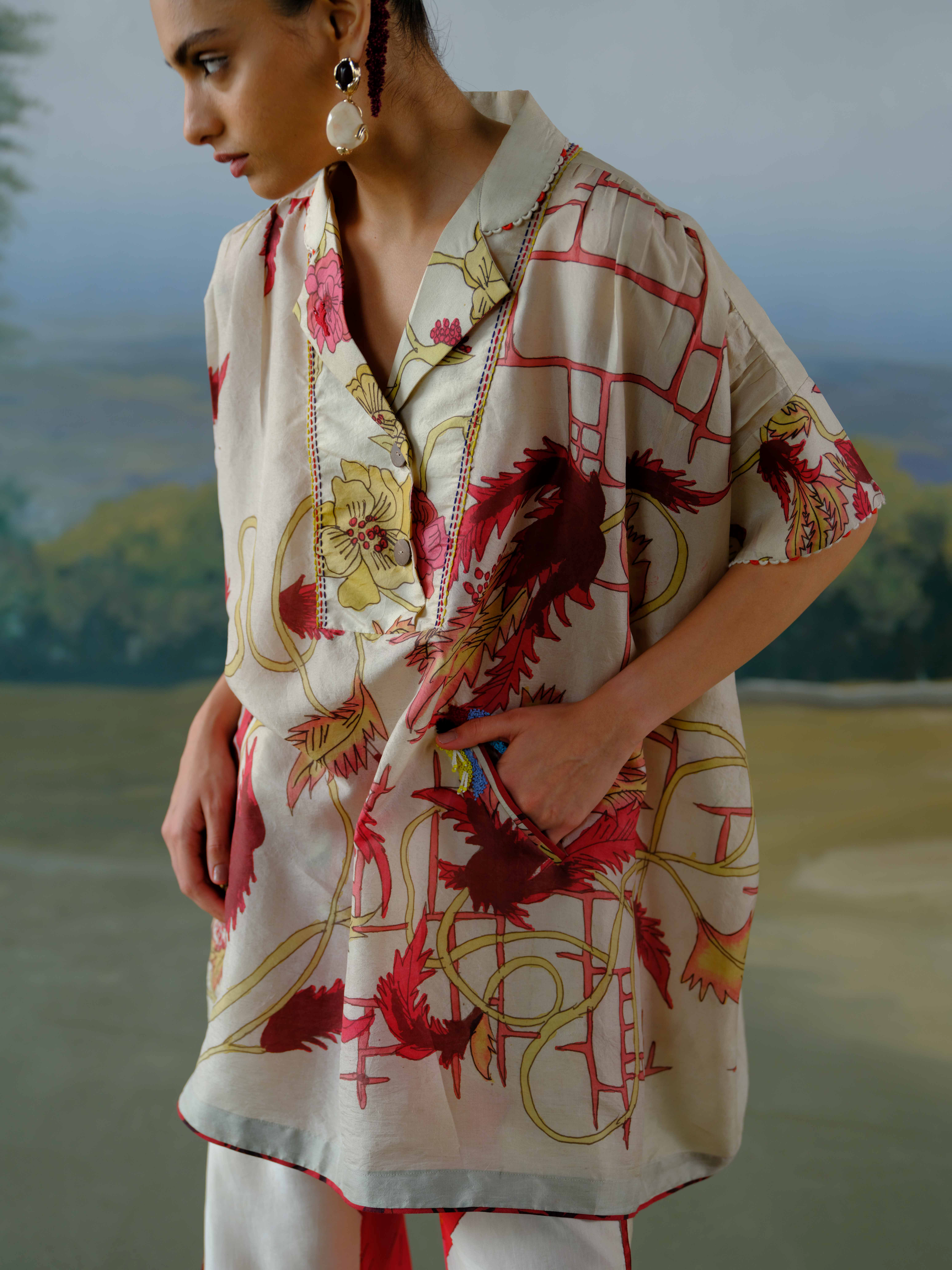 Ivory Vine Kaftan Set