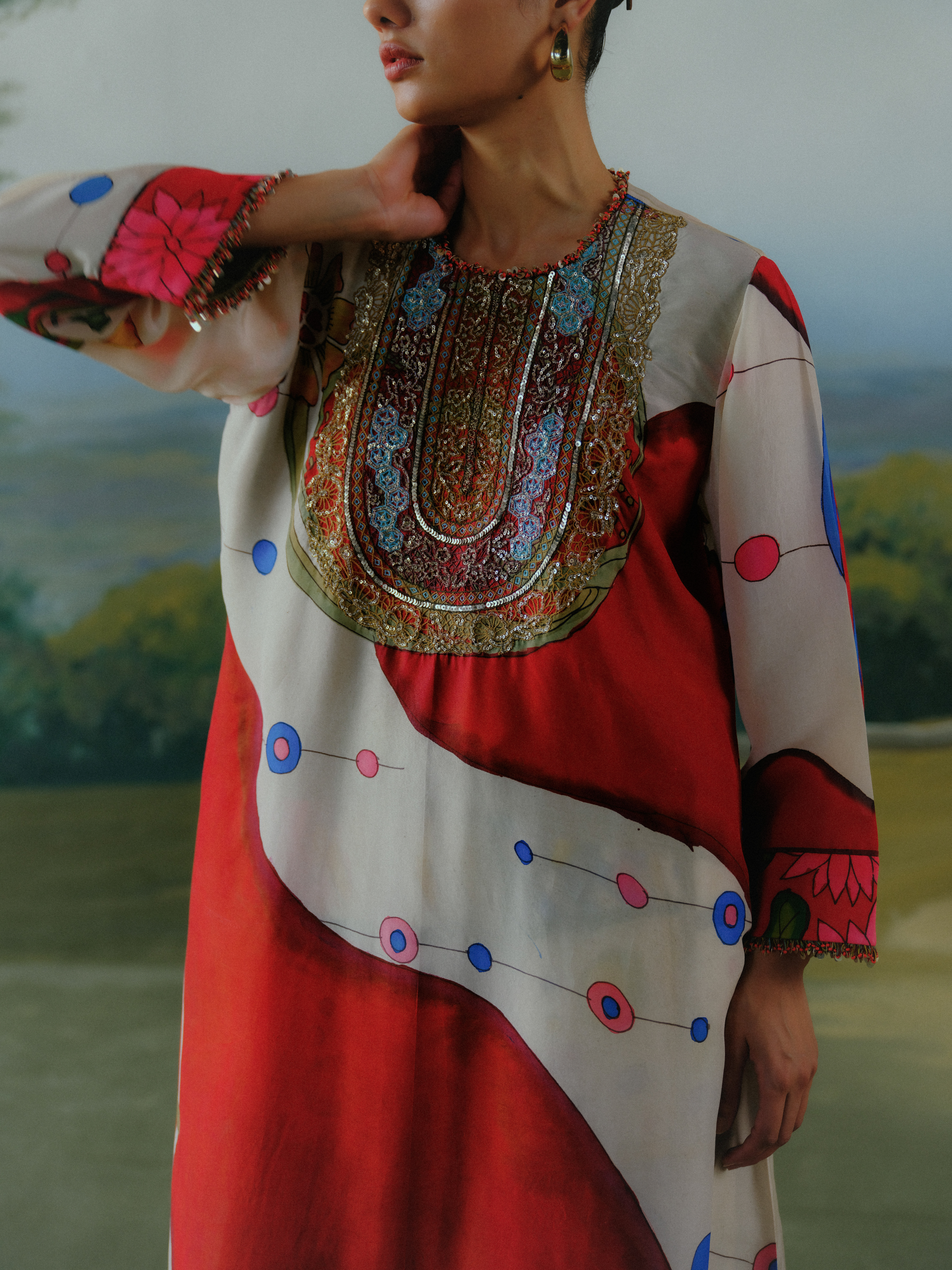 Crimson Wave Kurta Set